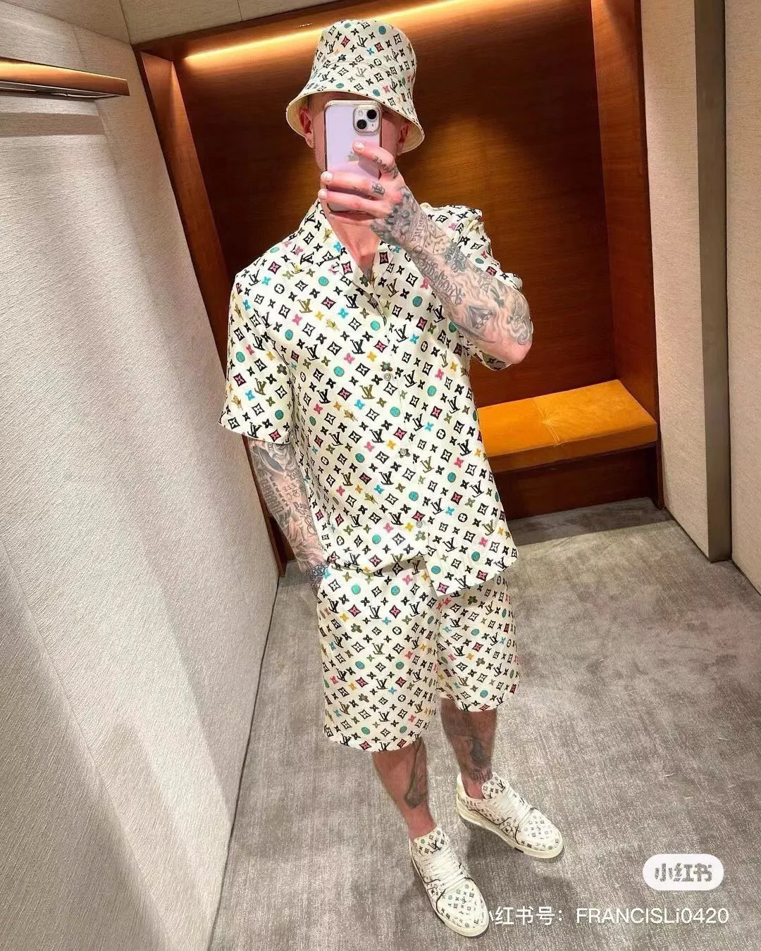 Louis Vuitton/Louis Vuitton collaboration printed mulberry silk short-sleeved shirt